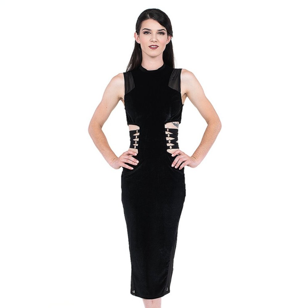 Black Velvet Midi Dress